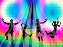 Colorful Jumping Means Friends Vibrant And Multicolored