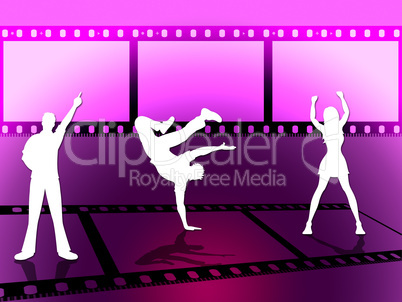 Filmstrip Disco Indicates Celluloid Dance And Photograph