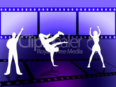 Filmstrip Dancing Indicates Disco Music And Border