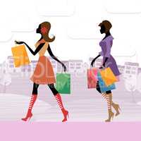 Women Shopper Shows Commercial Activity And Adults