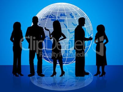 Business People Means Globally Businesswoman And Colleagues