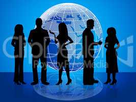 Business People Means Globally Businesswoman And Colleagues