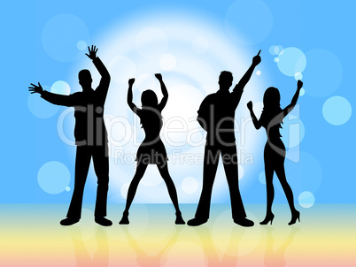 Disco Dancing Indicates Party Nightclub And Silhouette