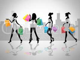 Shopping Women Shows Retail Sales And Adult