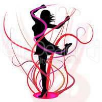 Dancing Aerobics Means Young Woman And Girl