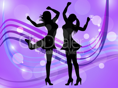 Dancing Women Represents Disco Music And Adult