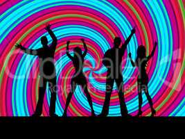 Dancing Silhouette Indicates Disco Music And Dance