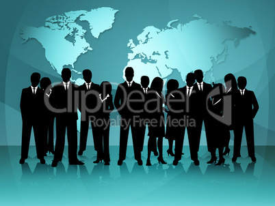 World Map Means Group Of People And Businessmen