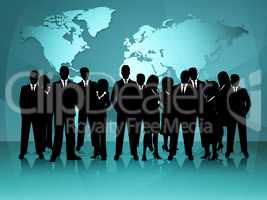 World Map Means Group Of People And Businessmen