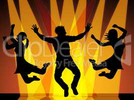 Jumping Disco Indicates Celebration Dance And Dancing