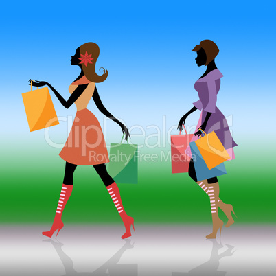 Shopping Women Indicates Commercial Activity And Adults