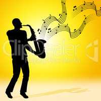 Sun Saxophone Means Jazz Music And Acoustic