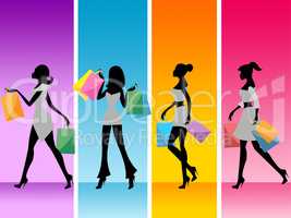 Women Shopping Shows Retail Sales And Adult