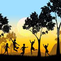 Playing Tree Represents Kids Youngsters And Childhood