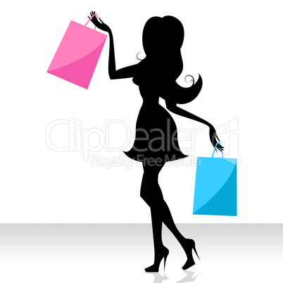 Woman Shopping Means Commercial Activity And Adult