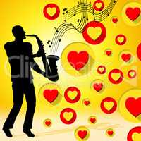 Saxophone Music Indicates Valentine Day And Acoustic