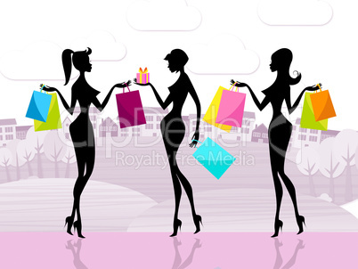 Shopper Women Shows Commercial Activity And Adults