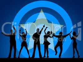 Disco Silhouette Indicates Dance Celebration And Persons