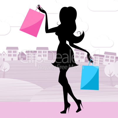 Woman Shopping Indicates Retail Sales And Adult