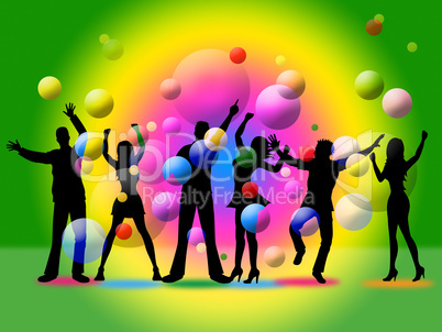 Disco Silhouette Indicates Togetherness Friends And Together
