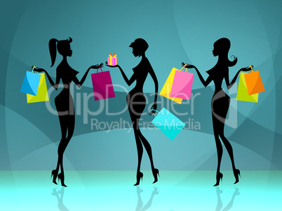 Women Shopper Means Retail Sales And Adult