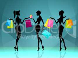 Women Shopper Means Retail Sales And Adult