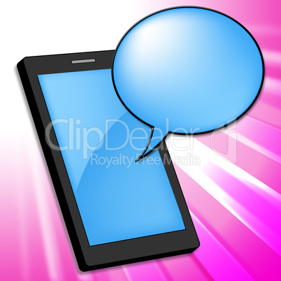 Mobile Phone Indicates Smartphone Online And Chatting