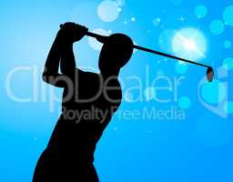 Golf Swing Represents Golfer Exercise And Golf-Club