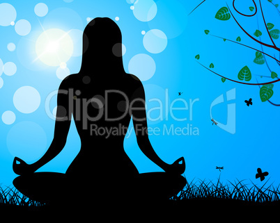 Yoga Pose Shows Meditate Calm And Harmony