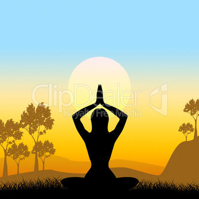 Yoga Pose Means Scenic Green And Meditate
