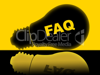 Faq Lightbulb Means Frequently Asked Questions And Answer