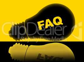 Faq Lightbulb Means Frequently Asked Questions And Answer