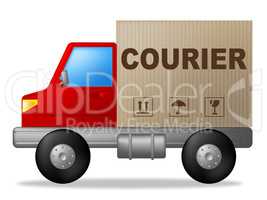 Courier Truck Means Sending Transporting And Deliver