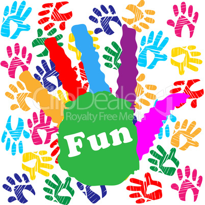 Kids Fun Means Vibrant Handprints And Human