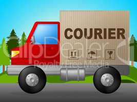 Courier Truck Indicates Lorry Postage And Parcel