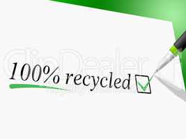 Hundred Percent Recycled Represents Go Green And Bio