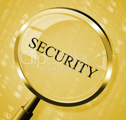 Security Magnifier Indicates Magnifying Secured And Searches