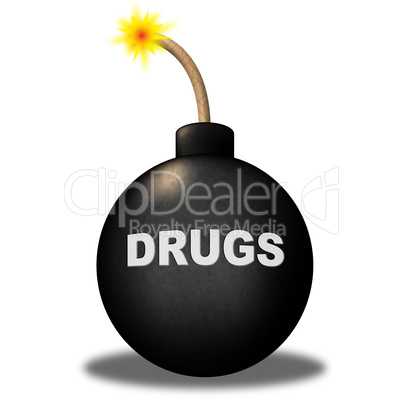 Drugs Warning Indicates Cocaine Bomb And Hazard