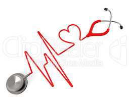 Heart Stethoscope Indicates Health Check And Affection