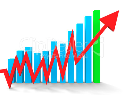 Increasing Graph Shows Financial Report And Advance