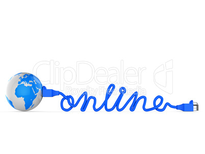 Internet Online Means World Wide Web And Earth