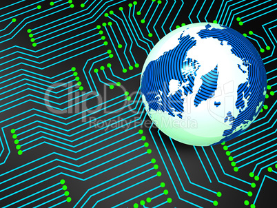 Circuit Board Shows Globally Worldwide And Electronics