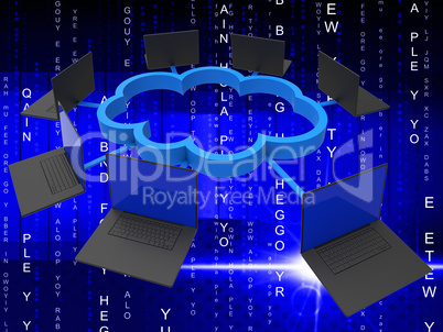 Cloud Computing Represents Lan Network And Communicate