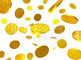 Dollar Coins Shows United States And Bank