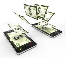 Transfer Dollars Online Indicates World Wide Web And Phone