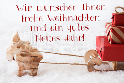 Reindeer With Sled, Frohes Neues Jahr Means Happy New Year
