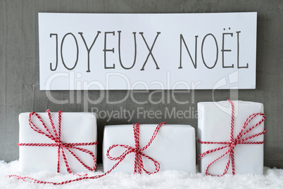 White Gift On Snow, Joyeux Noel Means Merry Christmas