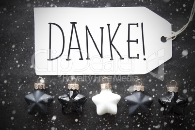 Black Christmas Balls, Snowflakes, Danke Means Thank You