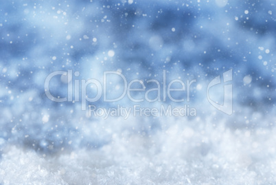 Blue Christmas Background With Snowflakes And Snow