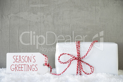 One Gift, Urban Cement Background, Text Seasons Greetings